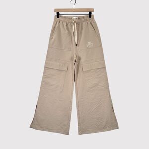 Honor The Gift Womens Pants Beige Waffle Cargo Wide Leg High Rise Baggy Small